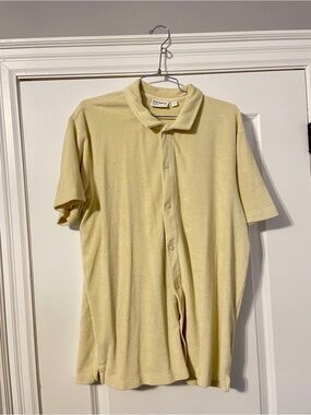 *NWOT* Men's Frank & Oak Pale Yellow Short-Sleeve Button Polo Shirt